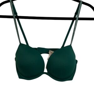 Victoria's Secret Push up Green Bra with Rhinestone straps